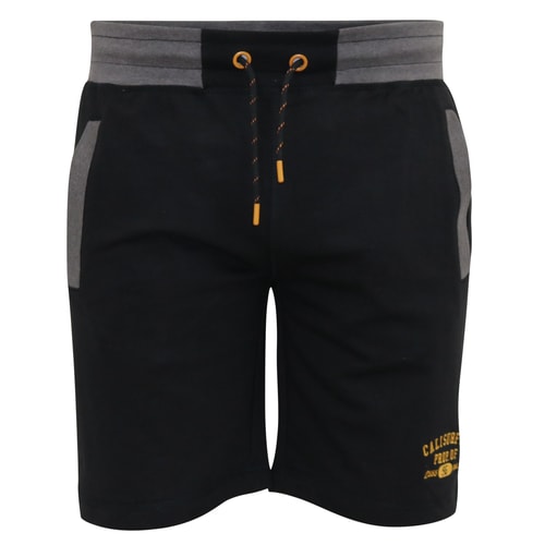 D555 Sutton Elasticated Waist Loop Back Jogger Shorts Black